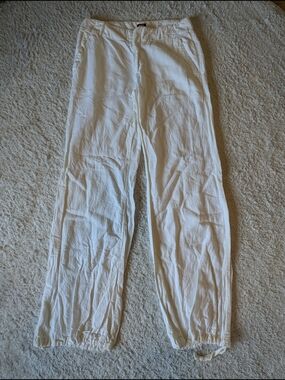 Miss Sixty White Linen-Blend Zip Front Pants (Size 28)